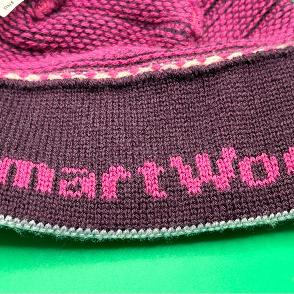 Childrens SMARTWOOL Winter Beanie Hat - Pink And Purple Outdoors Snow School - Picture 3 of 6